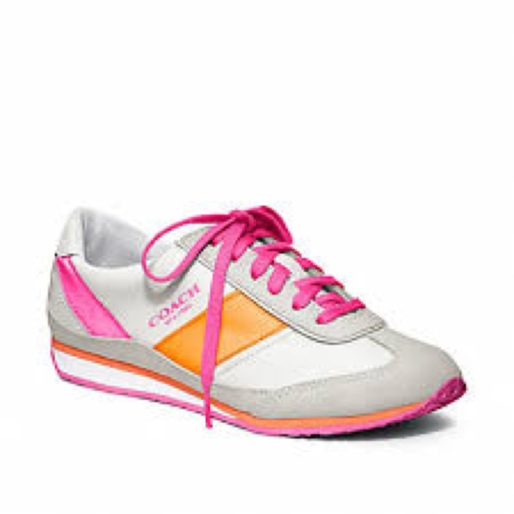 Coach Mae sneakers white orange pink women’s size 9